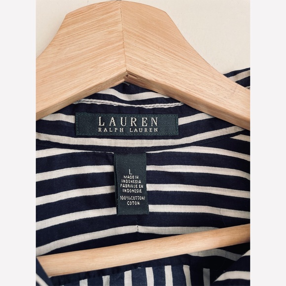 Ralph Lauren • Striped Button-Down Blouse Top in Navy - Picture 4 of 4